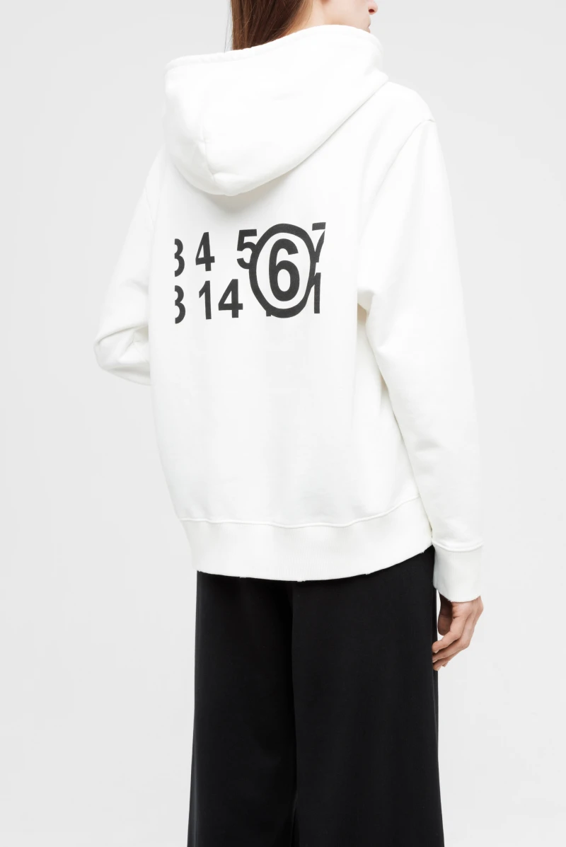 Худи MM6 Maison Margiela number logo printed hoodie off