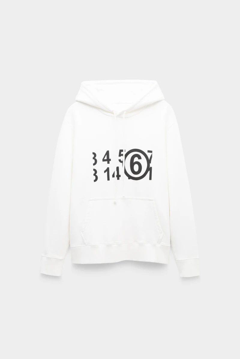 Худи MM6 Maison Margiela number logo printed hoodie off