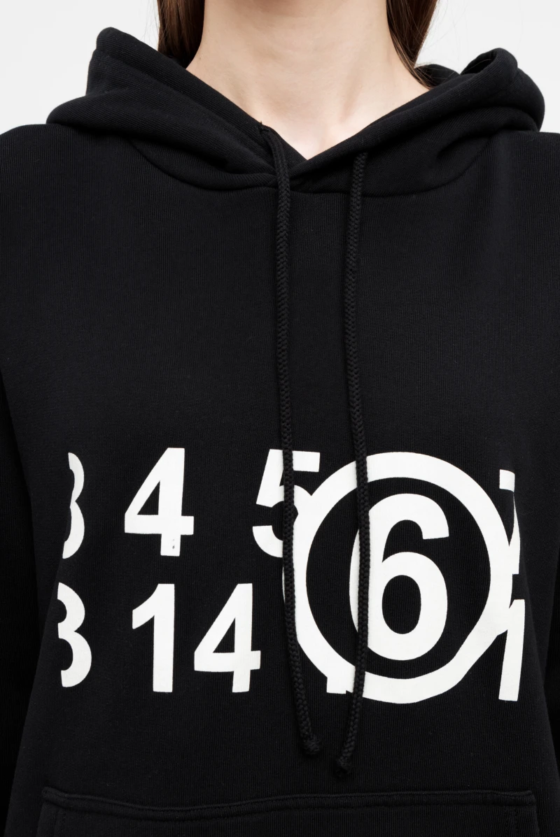 Худи MM6 Maison Margiela number logo printed hoodie black