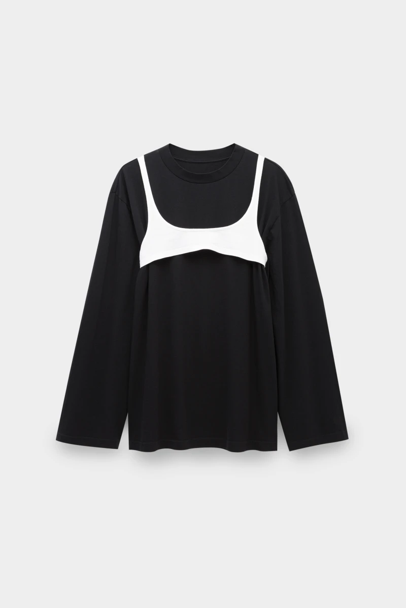 Лонгслив MM6 Maison Margiela t-shirt black/white 9050241106