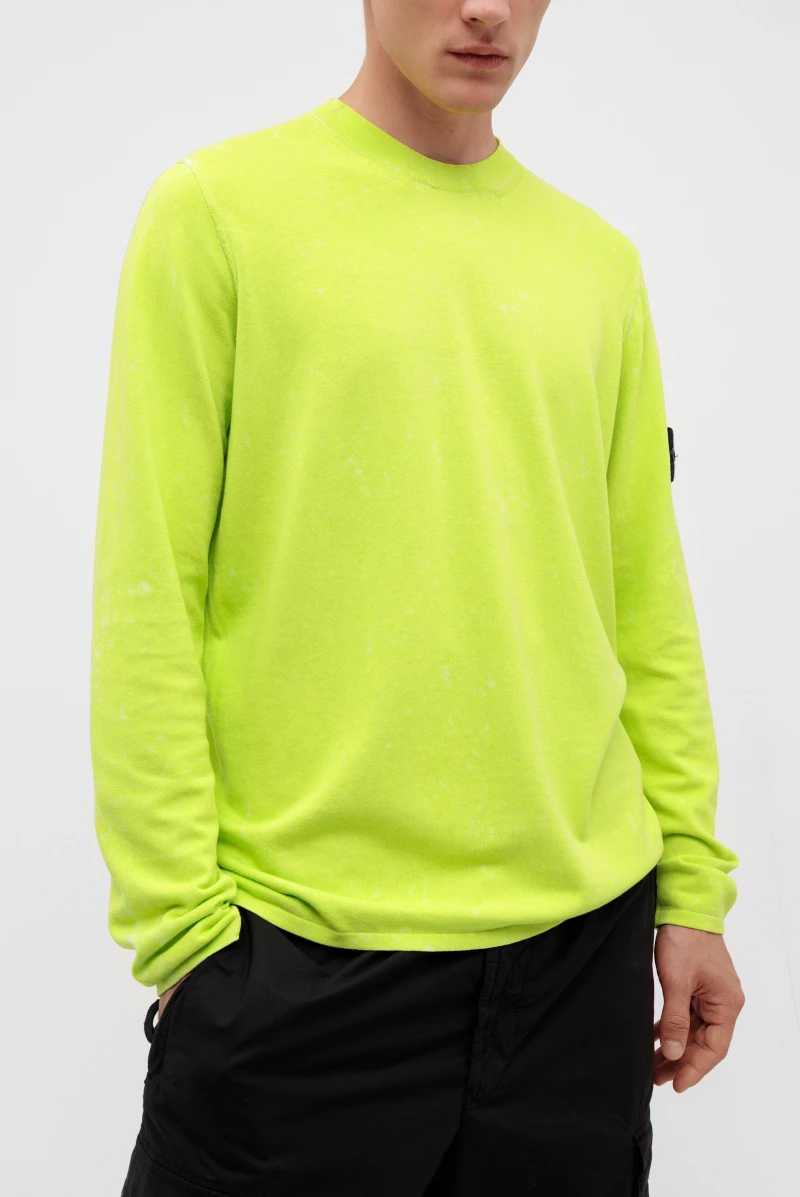 Лонгслив Stone Island u maglia cotone +trat off-dye verde