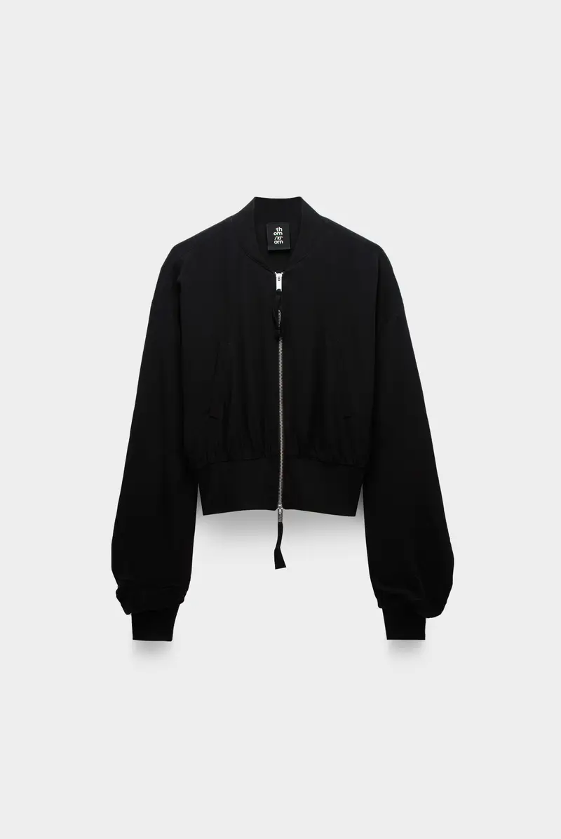 THOM KROM Hooded Cotton Stretch Zip Hoodie | MSJ632BLACK