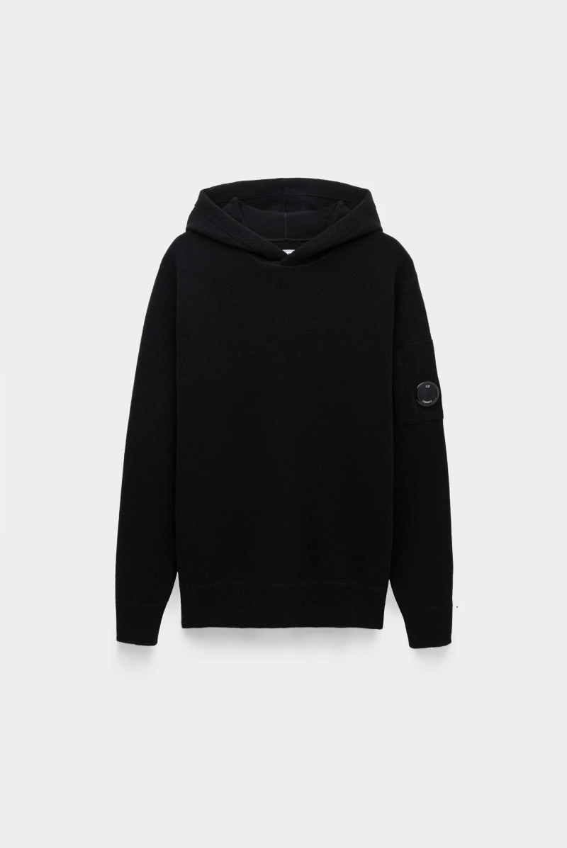 C.P. Company lambswool hoodie black 9113232205 17990 Leform