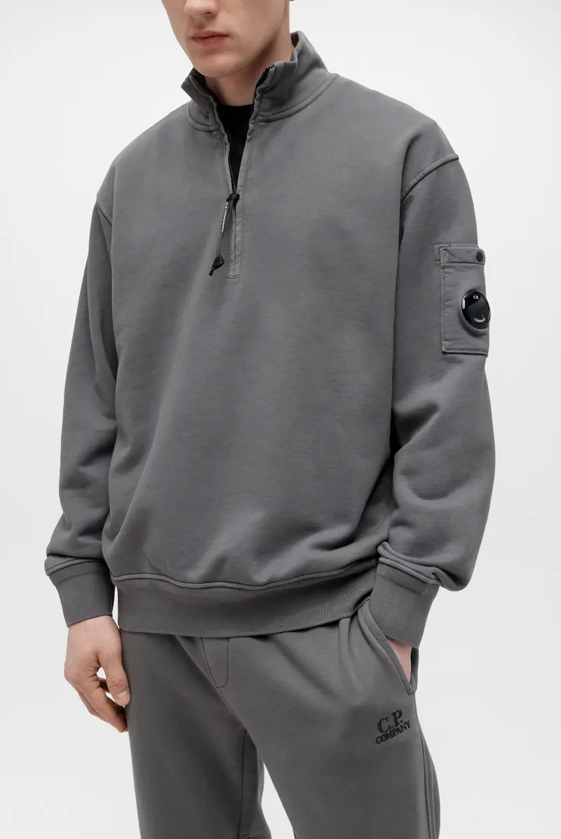 Толстовка C.P. Company cotton diagonal fleece half zip