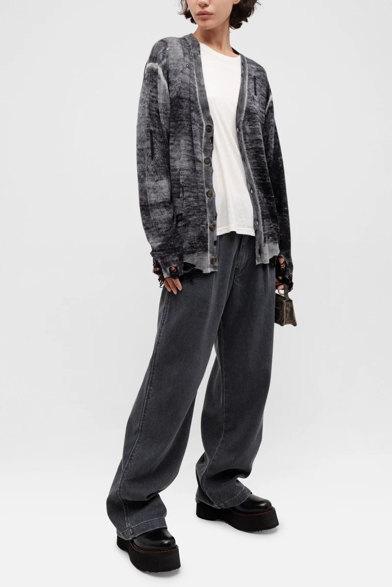 デリケット　3個 Рубашка R13 cropped workshirt bleached light blue plaid