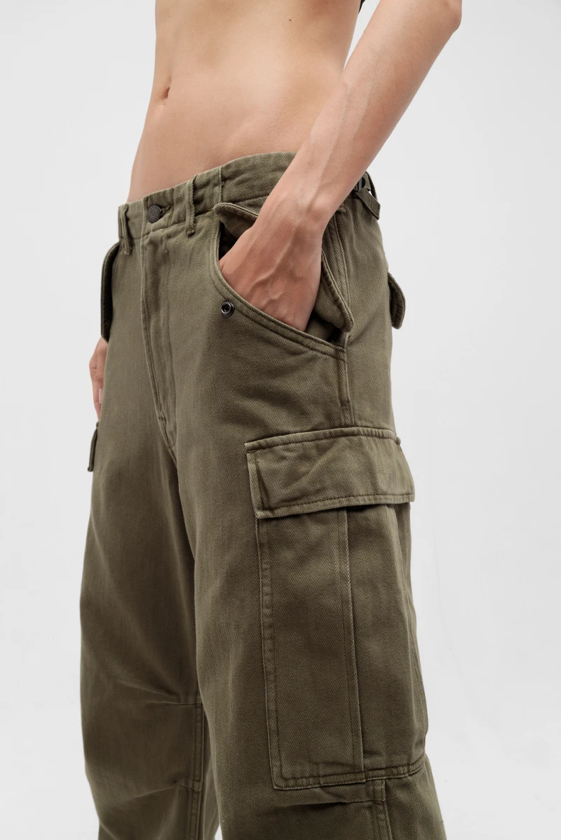 Брюки Denimist wideleg cargo pant olive green 9153242097