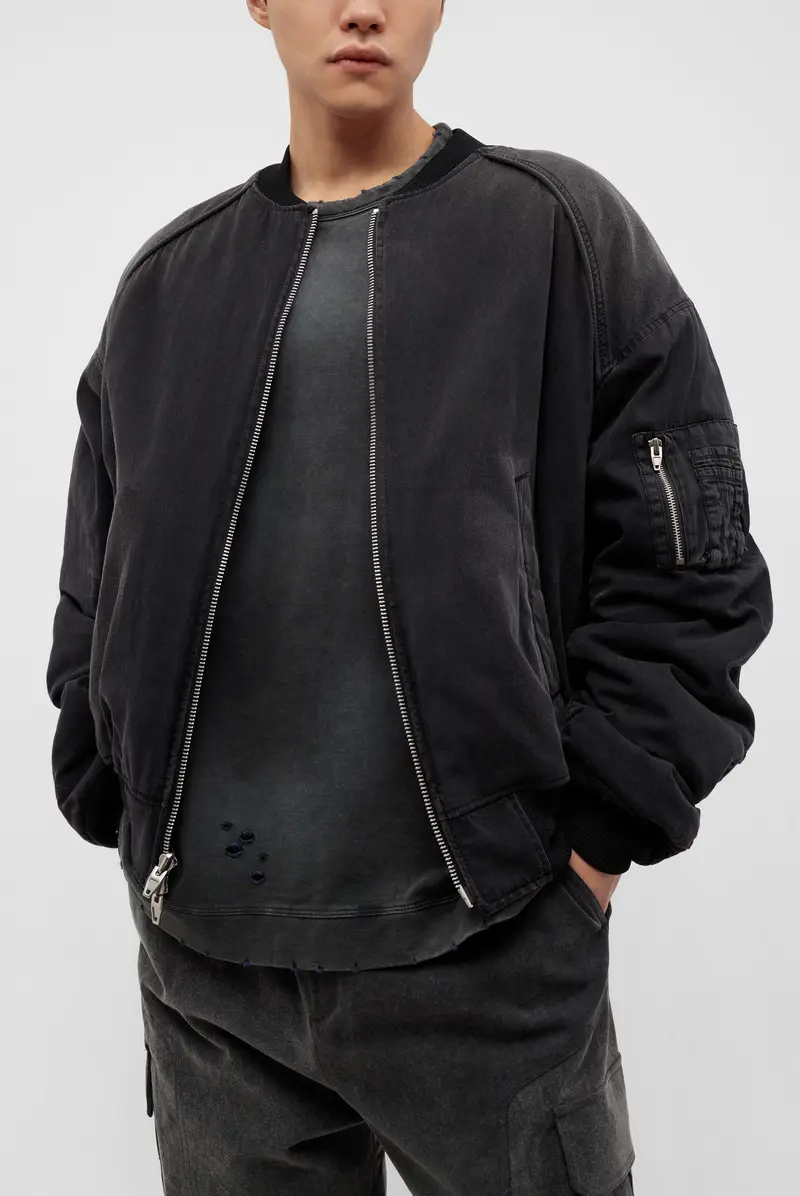 Бомбер Juun.J denim check reversible ma-1 jumper black