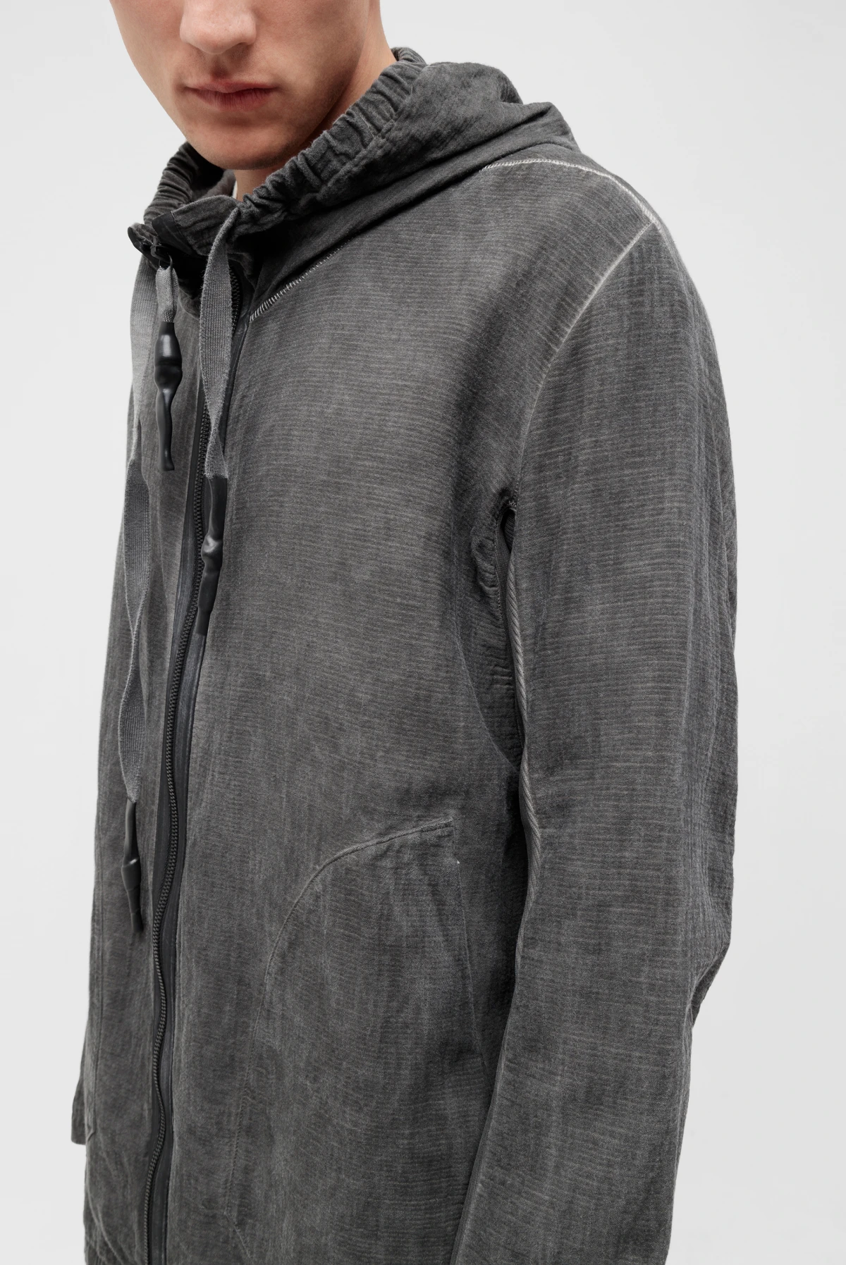 Куртка Isaac Sellam zipper capuche gaufré plomb 9038242025
