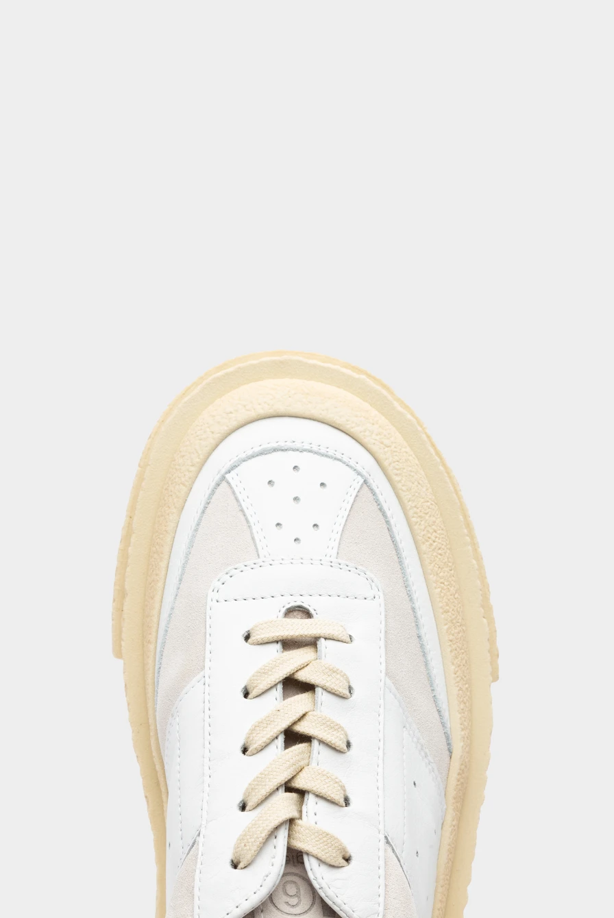 Кеды MM6 Maison Margiela 6 court sneakers white/silver birch