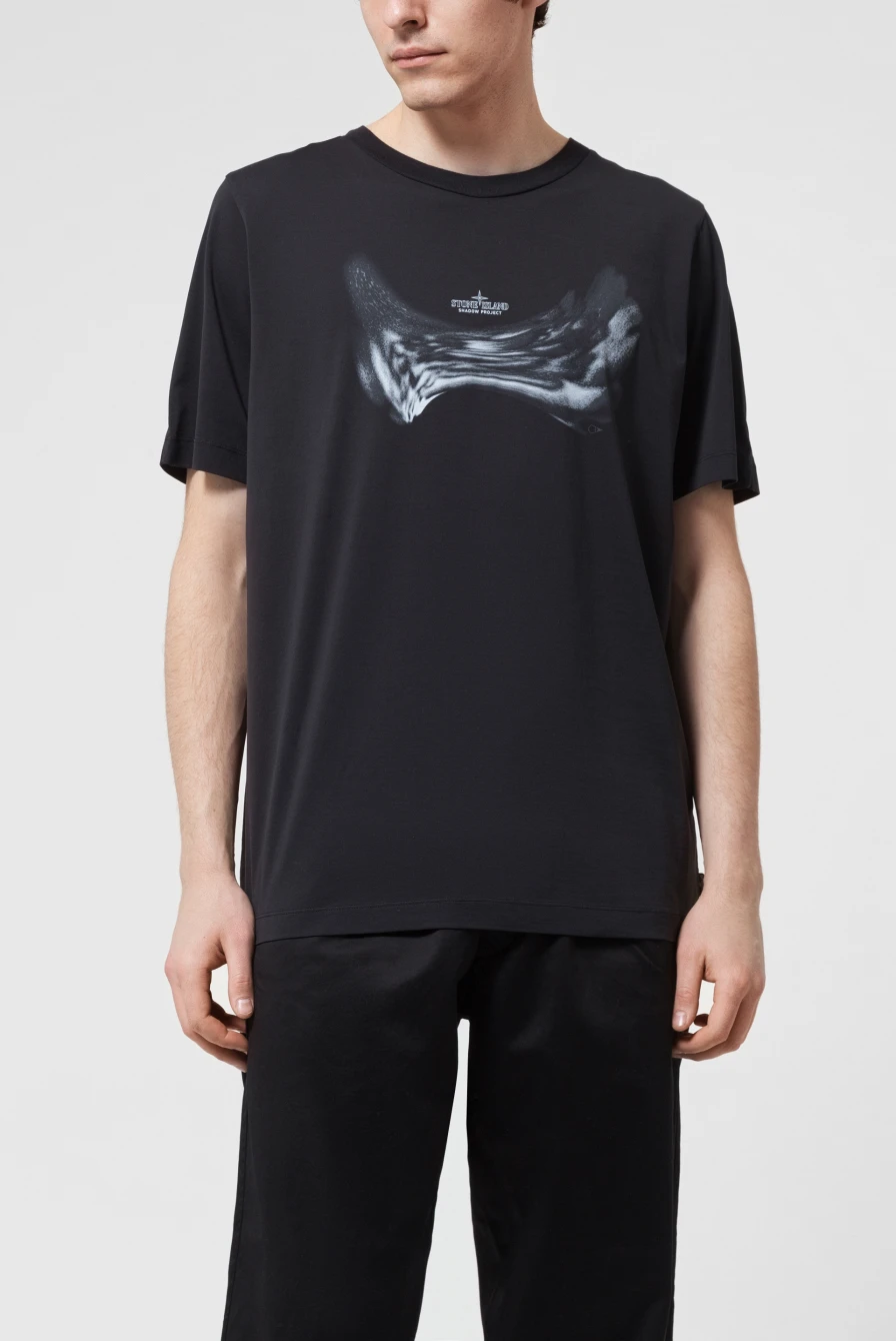 新品　liten Sculpture form pullover Футболка Stone Island short-sleeve t-shirt black 9083231018
