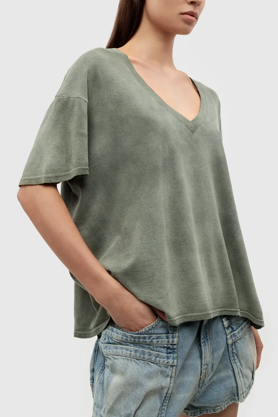 Футболка R13 v-neck relaxed t olive 9153251162 - купить в Москве