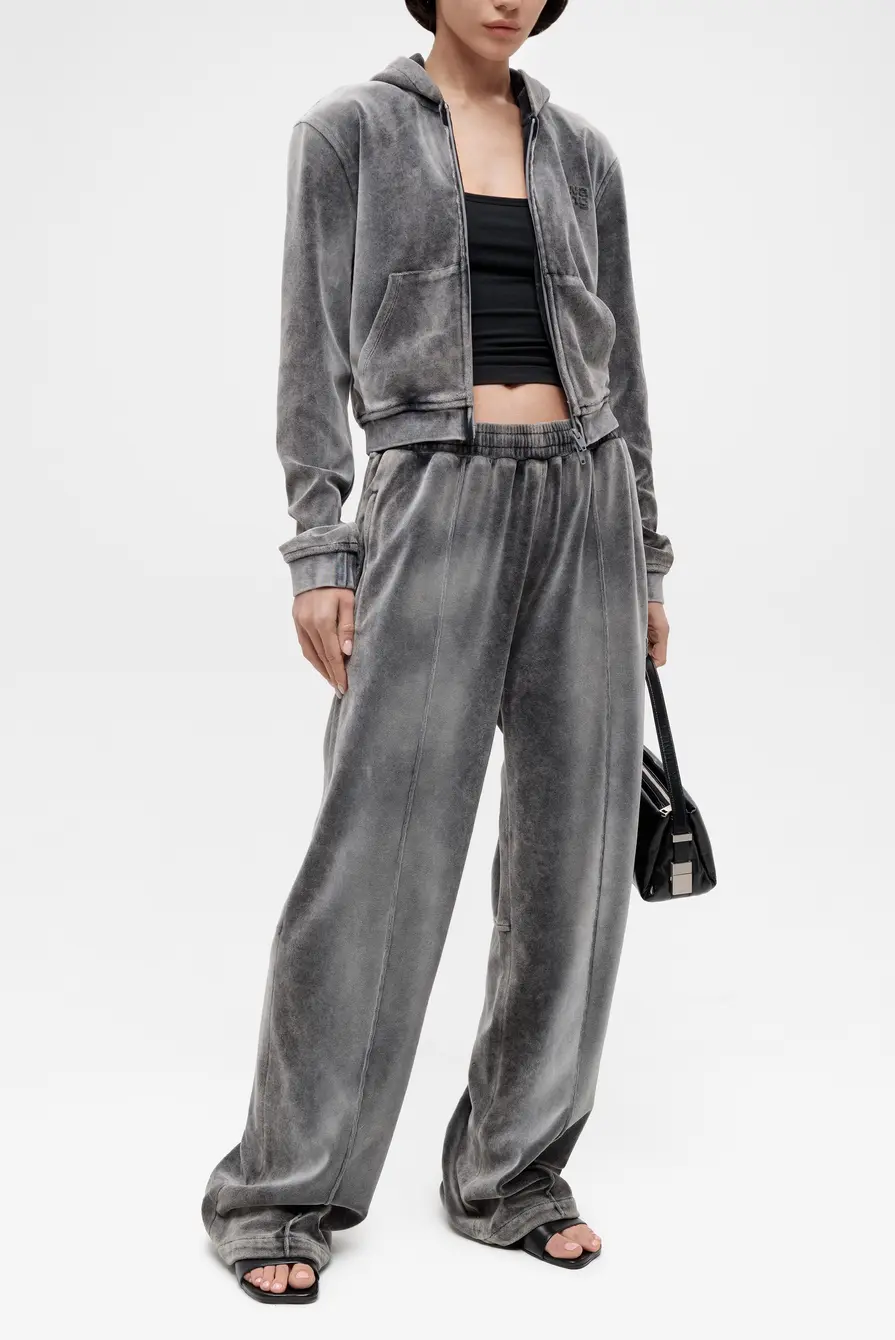 Худи Alexander Wang shrunken zip up washedcaviar 9336251032