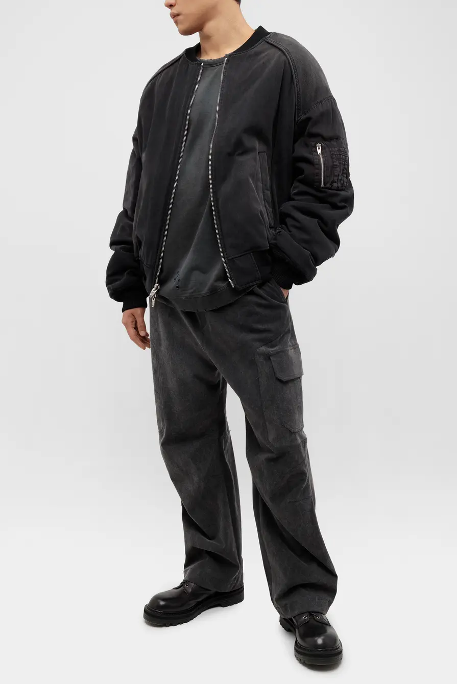 Бомбер Juun.J denim check reversible ma-1 jumper black Бомбер Juun.J denim check reversible ma-1 jumper black