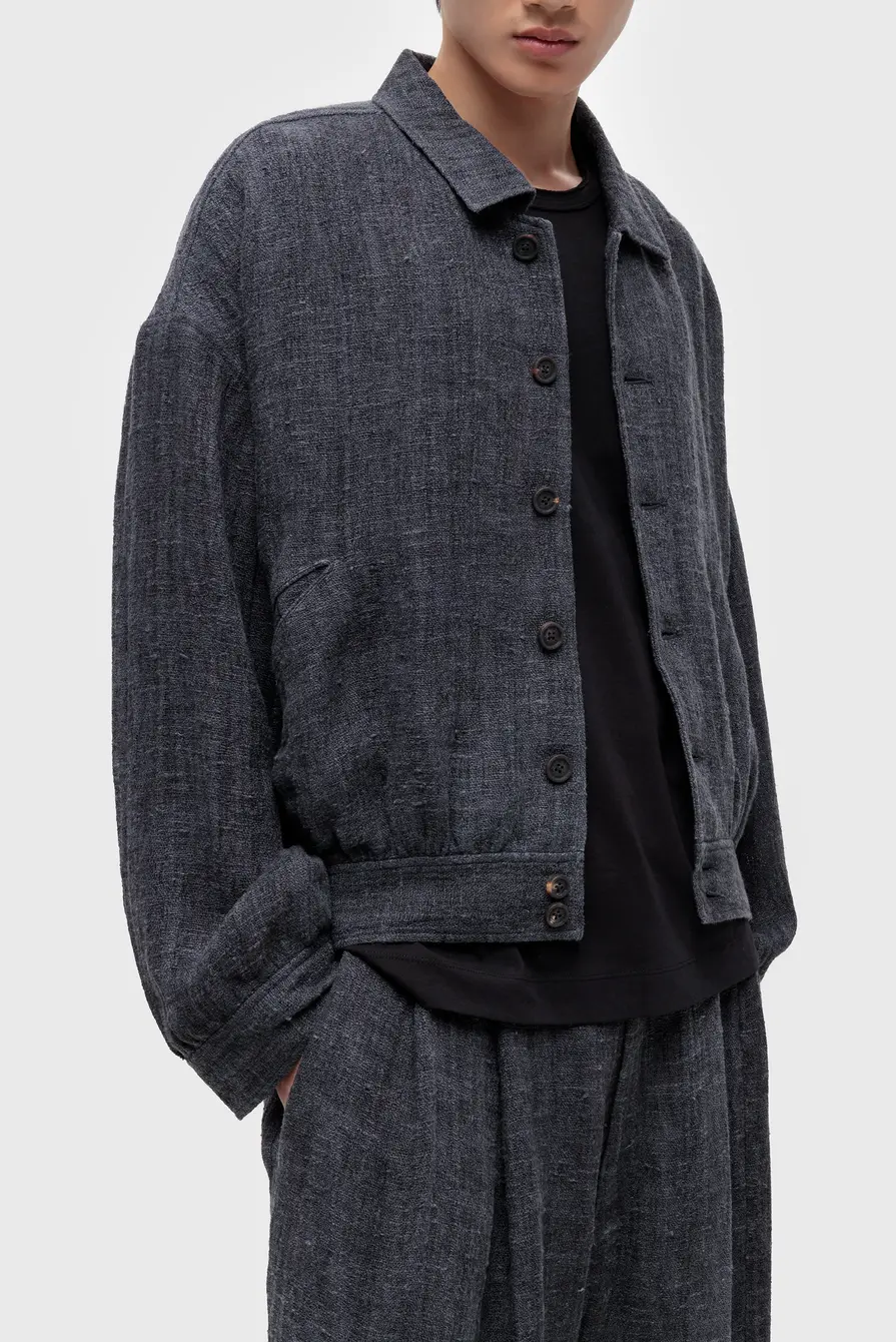 Куртка ZIGGY CHEN spread collar cropped jacket soot blue