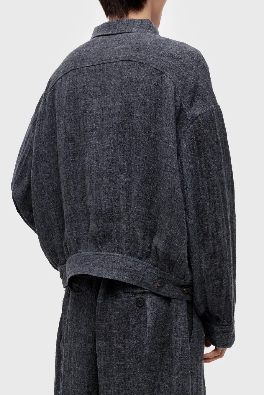 Куртка ZIGGY CHEN spread collar cropped jacket soot blue