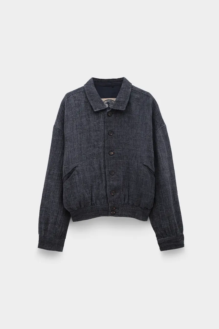 Куртка ZIGGY CHEN spread collar cropped jacket soot blue